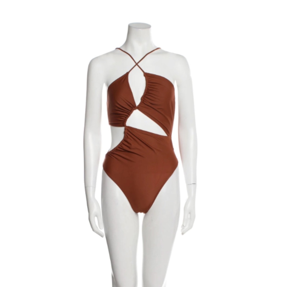 NWT MISHA Collection Ebony One Piece Swimsuit 6 Brown